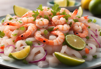 The ecuadorian national dish Ceviche on the table.