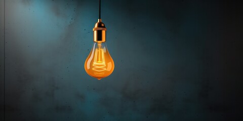 a light bulb with a dark background, in the style of dark gold and azure, generative AI