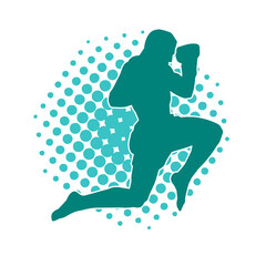 Silhouette of a male doing martial art kick pose. Silhouette of a martial art male doing kicking pose.