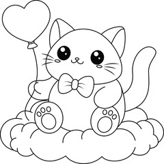 Cute Kitty Cartoon Coloring Page