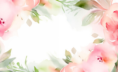 Floral frame with white copy space for text