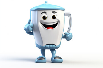 Happy blender mascot cartoon character 3D illustration white background