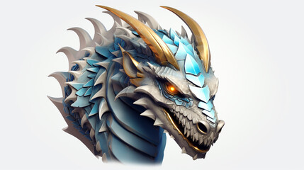 3D app icon for a fantasy dragon game, 3D effect, very high detail, 8k, white background