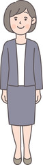 笑顔で立っているビジネスパーソン1の全身イラスト