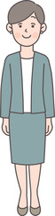 笑顔で立っているビジネスパーソン2の全身イラスト