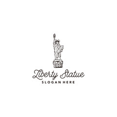 Vintage hand-drawn liberty statue logo, classic and rustic, very elegant for a company.