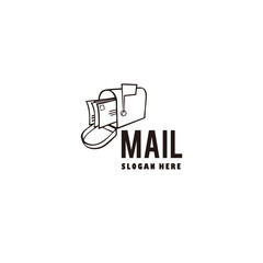 Fototapeta premium Email logo hand-drawn vintage and rustic, very elegant.