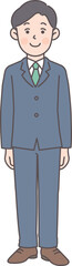笑顔で立っているビジネスマン2の全身イラスト