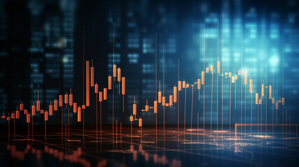 financial chart with uptrend line candlestick graph 