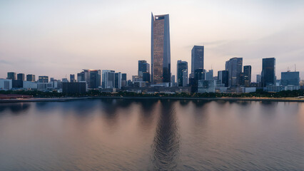 Fototapeta premium Modern cityscape, green city, city skyline