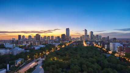 Obraz premium Modern cityscape, green city, city skyline