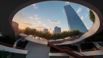 Fototapeta premium Modern cityscape. Urban Architecture, City Skyline