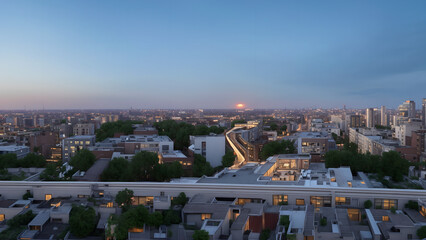 Naklejka premium Modern cityscape, green city, city skyline