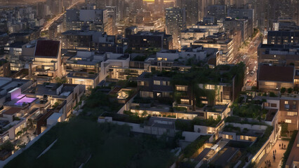 Modern cityscape, green city, city skyline