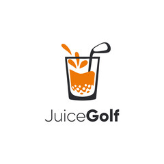 Orange Juice Golf's modern logo, illustrations of fruit drinks, and glass symbol.