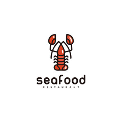 Seafood restaurant's modern logo design, lobster illustration, and crayfish symbol.
