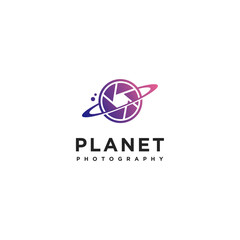 Planet photography modern logo, galaxy illustration, photograph symbol.
