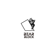 Bear block logo design. animal vector illustration.