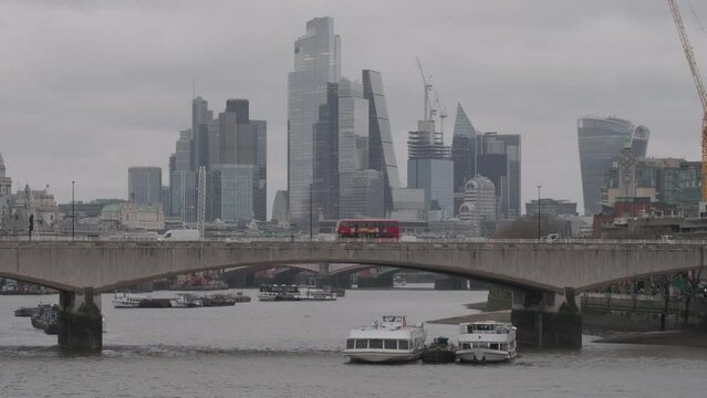London skyline seen from near Embankment tube station