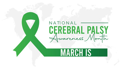 National Cerebral palsy awareness month is observed every year in March. Holiday, poster, card and background vector illustration design.