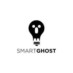 Smart ghost modern logo, light illustration, lamp symbol, phantom design.