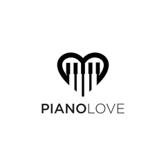 Piano loves modern logos, music illustrations, klavir symbol