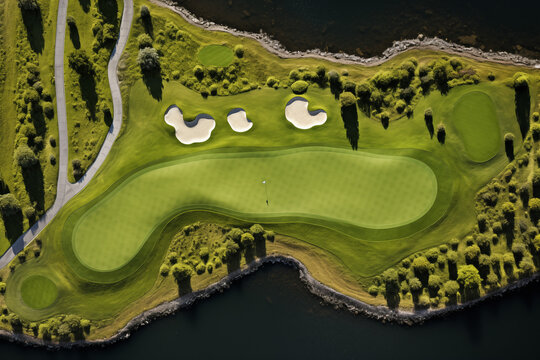 Overhead Shot Of Green Golf Course Background