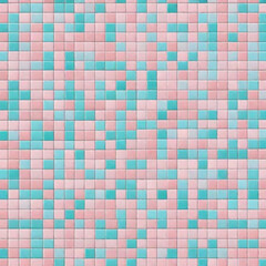 soft pink blue pastel colored checkered square mosaic tiles wall texture background seamless patter