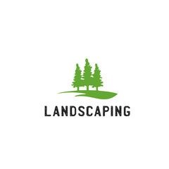 Landscaping logo vintage, garden illustration, rustic park symbol, outdoor sign.