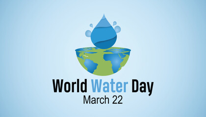 World Water day is observed every year in March. Holiday, poster, card and background vector illustration design.