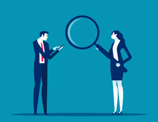 Team with development focus. Marketing research vector concept