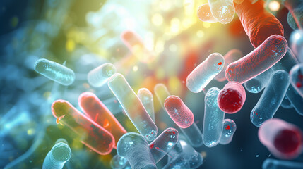 Probiotics bacteria biology science microscopic medicine - obrazy, fototapety, plakaty