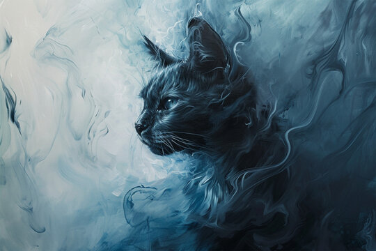 smoke style painting illustration like a cat