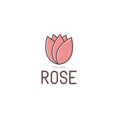 Rose modern logo design vector, illustration flower, serenity symbol, pink calmness for love sign.
