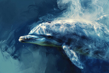 illustration of a painting like a dolphin in smoke style