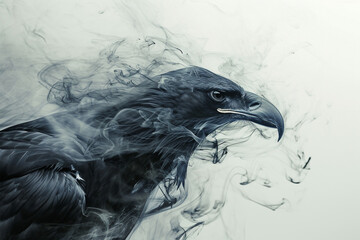 illustration of a painting like a eagle in smoke style