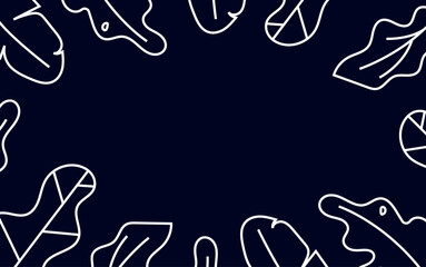 background of simple leaf in outline style. artline of plant. line backdrop with free space for the text in the middle.