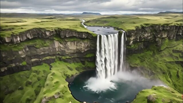 beautiful view of the waterfall seen from above