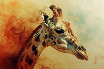 illustration of a painting like a giraffe in smoke style