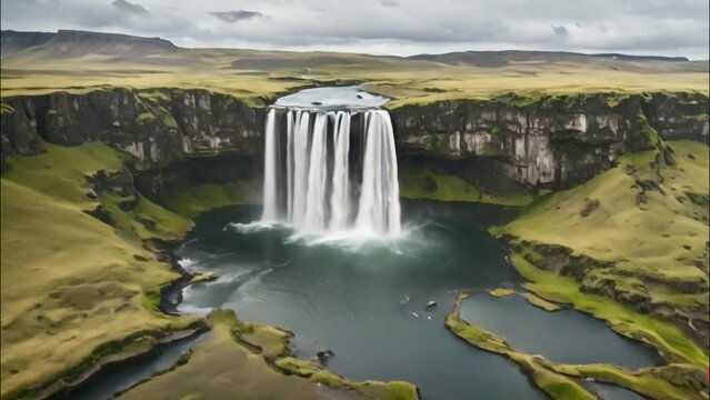 beautiful view of the waterfall seen from above