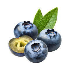 fresh blueberries, fresh slices of a blueberries, fresh blueberries leaf