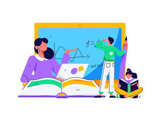 Education and learning people flat vector concept hand drawn illustration
