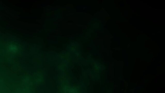Animated background of mystery fog with a dark and green background in its corner