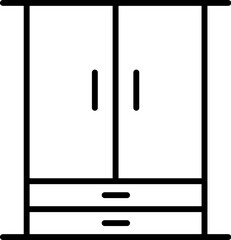 Wardrobe Vector Line Icon for Adverts. Suitable for books, stores, shops. Editable stroke in minimalistic outline style. Symbol for design