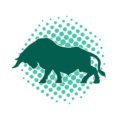 Silhouette of a wild buffalo animal. Silhouette of a wild bison animal. © anom_t