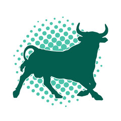 Silhouette of a wild buffalo animal. Silhouette of a wild bison animal.