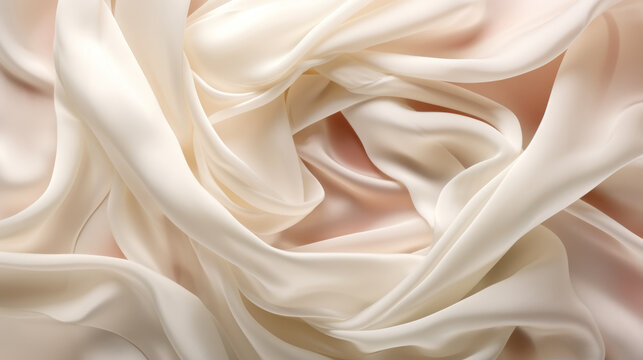 A close-up photo captures the soft folds of white fabric, flowing like silk in the wind.