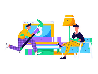 Education and learning people flat vector concept hand drawn illustration
