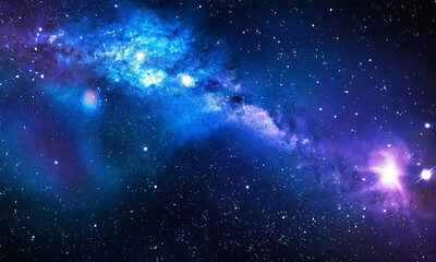 Obraz na płótnie Canvas Blue dark space galaxy stars nobula background