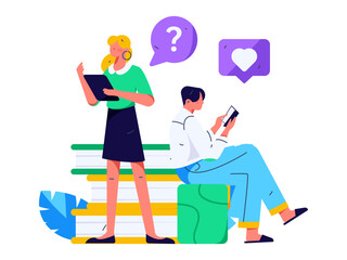 Education and learning people flat vector concept hand drawn illustration
